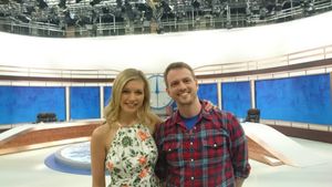 Tom with the show's resident mathematician Rachel Riley
