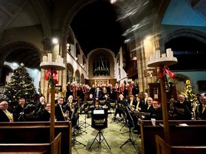 Uttoxeter Town Band and Haywoods Community Choir performing at St Augustine's Church, Rugeley. 