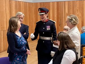 Speaking with the Wem Town Council Clerk as Wem Town Hall Trustees look on