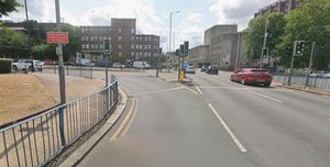The left-hand turn on Waterloo Road has been closed to allow for emergency waterworks. Photo: Google Street Map