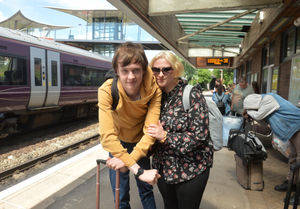 Ethan Sumner and Beth Thompson on the platform