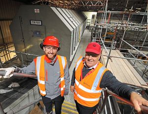 Operations graduate Dan Metherell and plant manager Nigel Price at the Materials Recovery Facility, Four Ashes,Wolverhampton