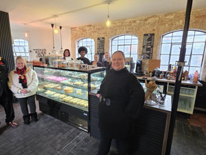 Supporting image for story: Mayor of Dudley calls into new coffee shop at historic Wordsley glass cone
