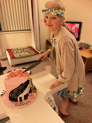 Kathryn celebrating her 9th birthday in hospital