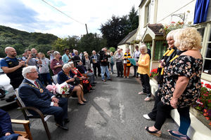 The unveiling with Billy Wright's daughters Vicky and Babette
