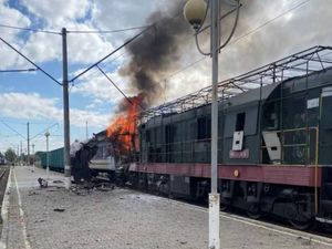 Supporting image for story: One dead and dozens injured as Russian drones hit Ukrainian railway station