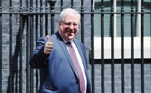 Conservative Party chairman Patrick McLoughlin leaves Downing Street today