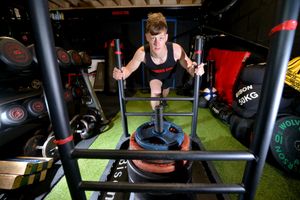 Josh Greer, 20, at Rigorous Gym in Welshpool.