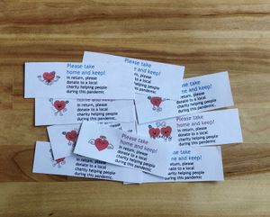 The crocheted hearts which have been appearing at sites around Telford, urging people to support local charities