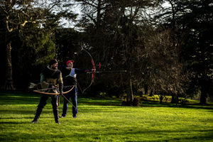 Tom Hall takes aim against oponent Lewis Copson