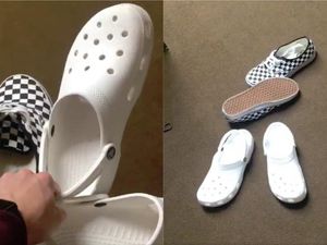 Supporting image for story: Crocs fans attempt to one-up Vans owners with their own shoe-flipping challenge
