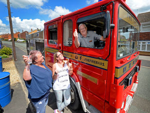 Supporting image for story: Retired Shropshire firefighter reunited with former engine at 80th birthday surprise 