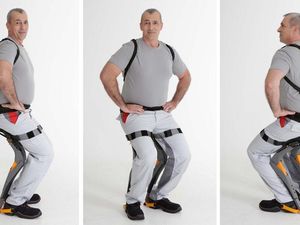 Supporting image for story: Chairless Chair: A wearable device that will let you sit anywhere you want
