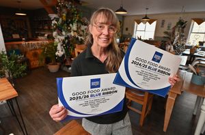 Nicki with the cafe's Good Food Awards