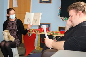 Katy Russell, Day Opportunities Programme manager, with member Kyle