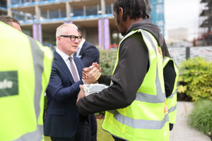 West Midlands Mayor Richard Parker meets apprentices at Glasswater Locks in Birmingham. PIC: WMCA