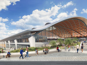 A visualisation of the proposed revised design for Curzon Street Station, the HS2 station in Birmingham. Taken from HS2 press release.