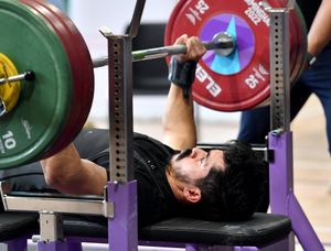 The Para Powerlifting Open was held atat Oldbury Academy.
Pictured: Adarsh Harrish completes his bench press.