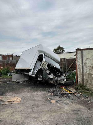 The remains of a van found in the chop shop. Photo: @Trafficwmp