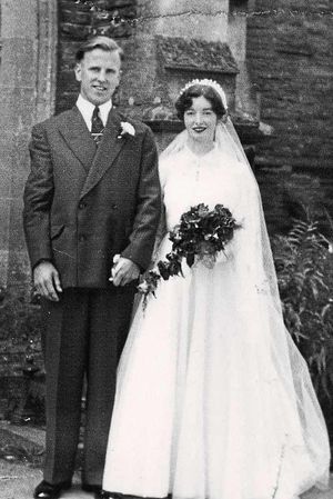 The couple on their big day in 1955