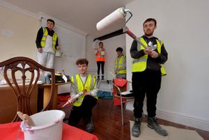 Students from Shrewsbury Colleges Group who have been helping to decorate the Ark's new base