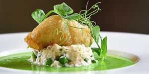 Stacking up – the crab and pea dish