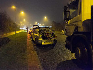 Supporting image for story: Crane arm lorry smashes into cars in Wolverhampton