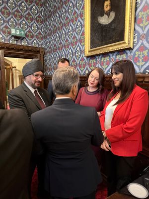 Sureena Brackenridge MP and Warinder Juss MP speaking to sports minister Stephanie Peacock