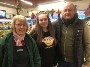 Juicy Fruits in Wednesfield staff, left to right, Lynn Johns (manager), Grace Adams (assistant) and Max McEvoy (owner)