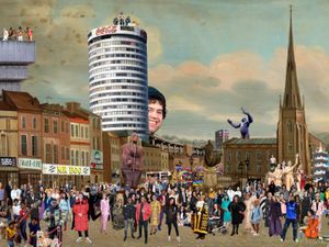 Supporting image for story: Cold War Steve highlights Birmingham stars and places in new artwork