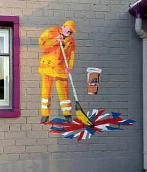 The Banksy-style image commissioned by Marston's