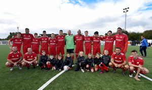 One of the teams lining up ahead of kick off 