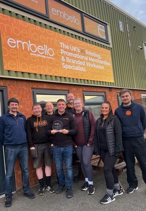 Kyle Raffo pictured with the Embello team and their recent Chambers of Commerce award.