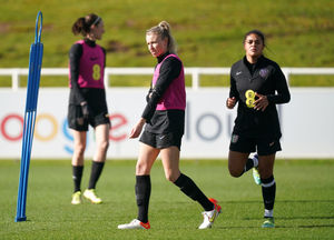 England's Leah Williamson (centre) during a training session at St.George's Park