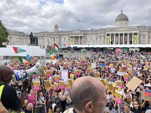 Supporting image for story: Thousands of anti-racism protesters demonstrate outside Reform UK headquarters