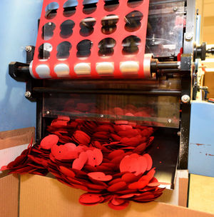 The petals are pressed out of a machine