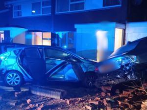 A wall was severely damaged