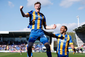 Rob Street of Shrewsbury Town celebrates after scoring a goal to make it 1-0 (AMA)