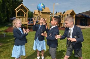A new play areahas been created for students to enjoy. Pupils: Sienna 6, Harnahi 7, Henry 6 and Seb 6.