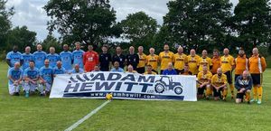 Pictured, centre, as Burnley and Wolves former players met up to raise money for John Pender