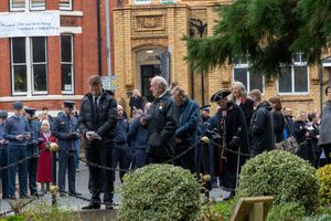 Crowds paying respects at this year's Remembrance parade in Llandrindod Wells