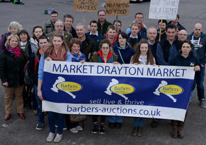 Farmers who travelled from Market Drayton to London to protest