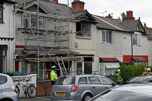The scene of a house fire in Dunsford Road, Bearwood.