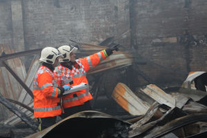 James at the scene of a fire at Tornado Tyres in Tyseley