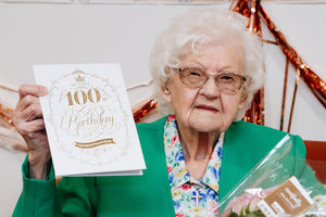 Beryl Morris celebrates her 100th birthday at Ideal Care Home in Shrewsbury.