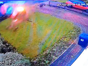 Supporting image for story: CCTV captures car flipping in crash just missing jogger and dog walker