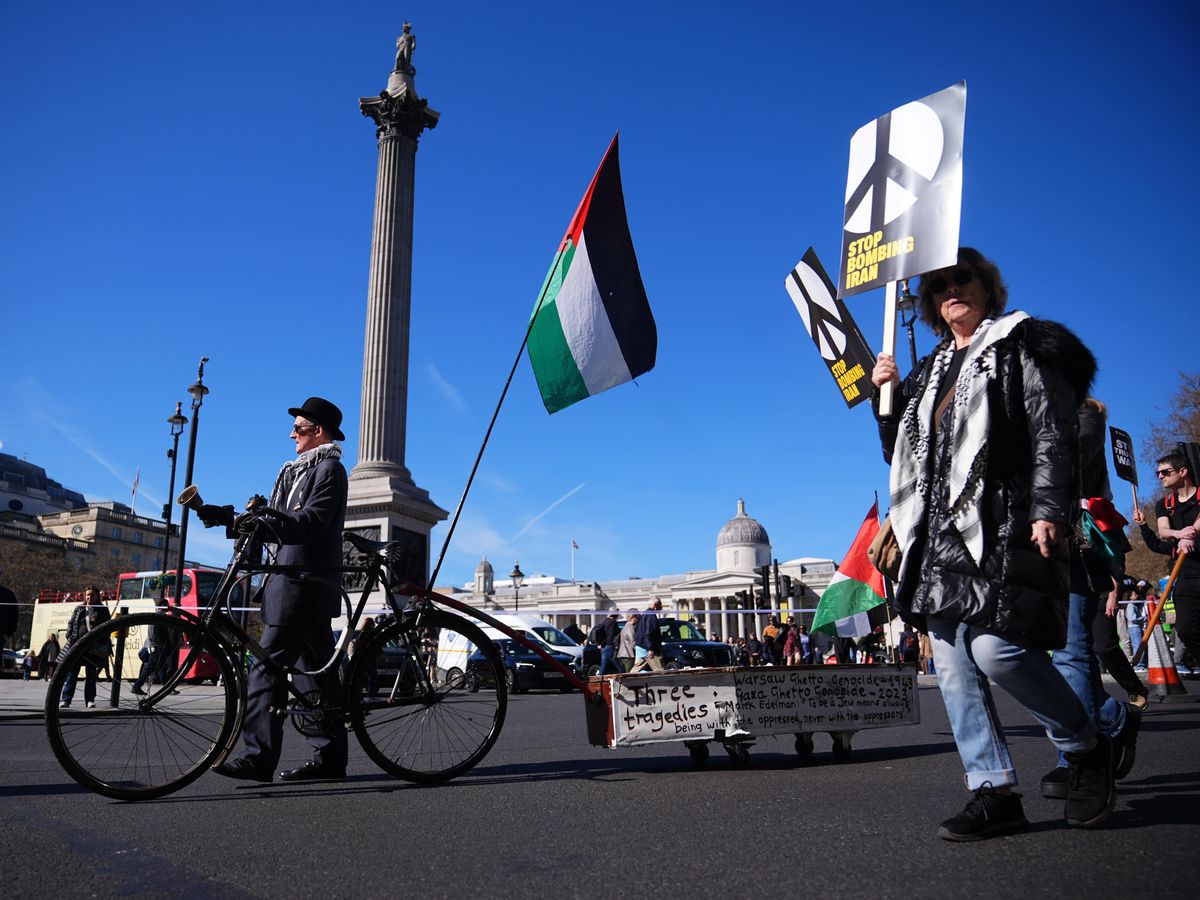 Hundreds march through London to protest against US and Israeli attacks on Iran