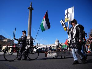 Supporting image for story: Hundreds march through London to protest against US and Israeli attacks on Iran
