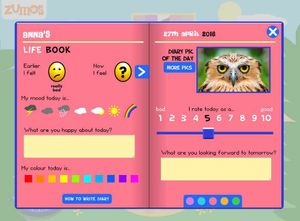 The life book includes a daily happiness rating