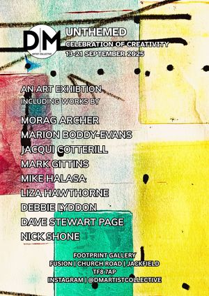 Promotional poster for the exhibition and the list of exhibiting artists.
